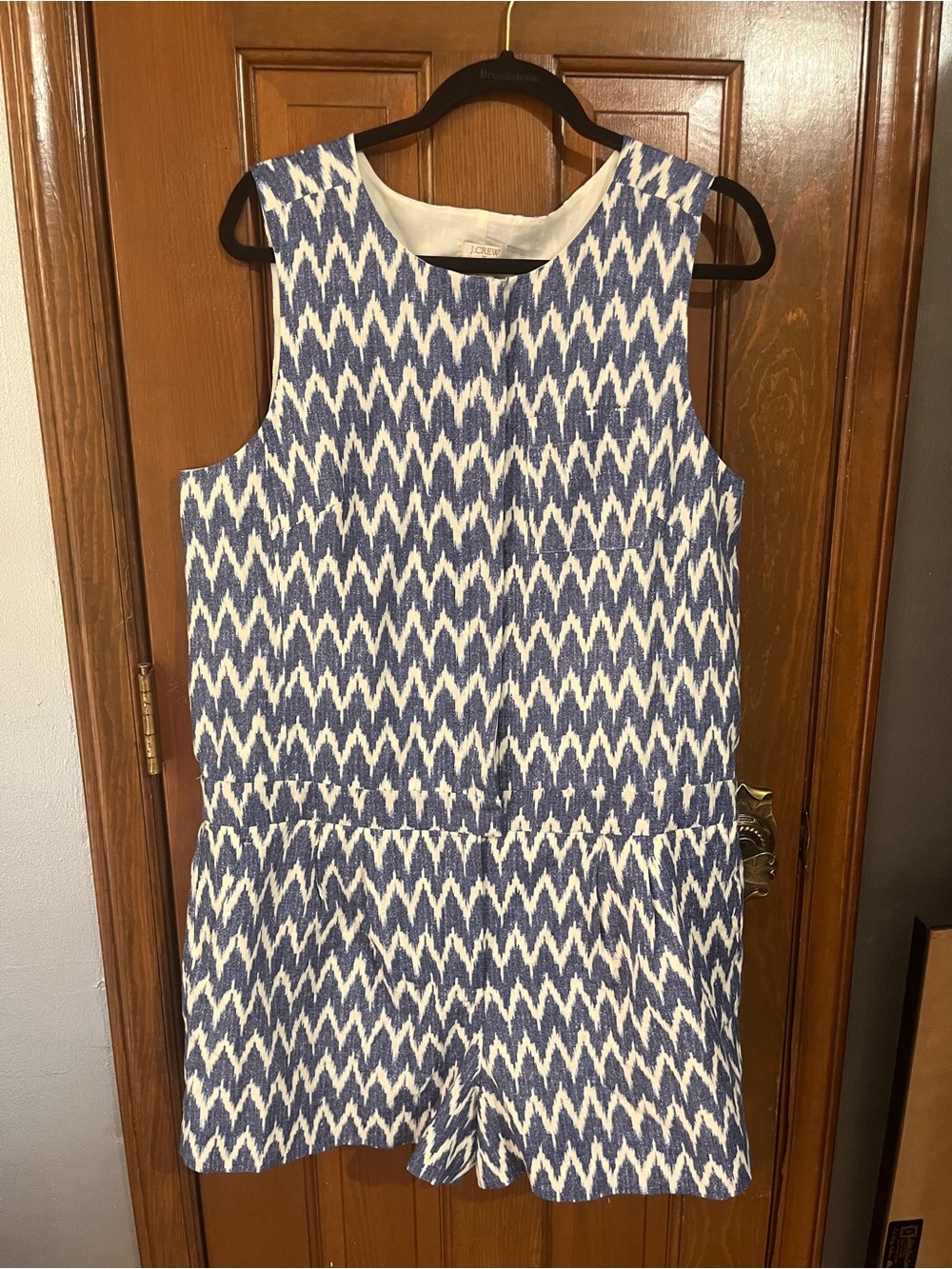 J.Crew blue and cream romper